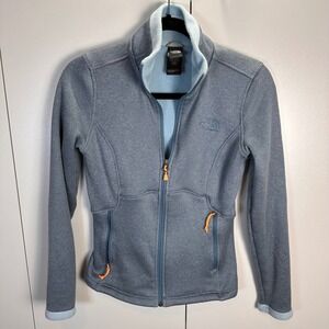 The North Face Womens XS/TP Apex Bionic Jacket Full Zip Gray Blue Orange Details